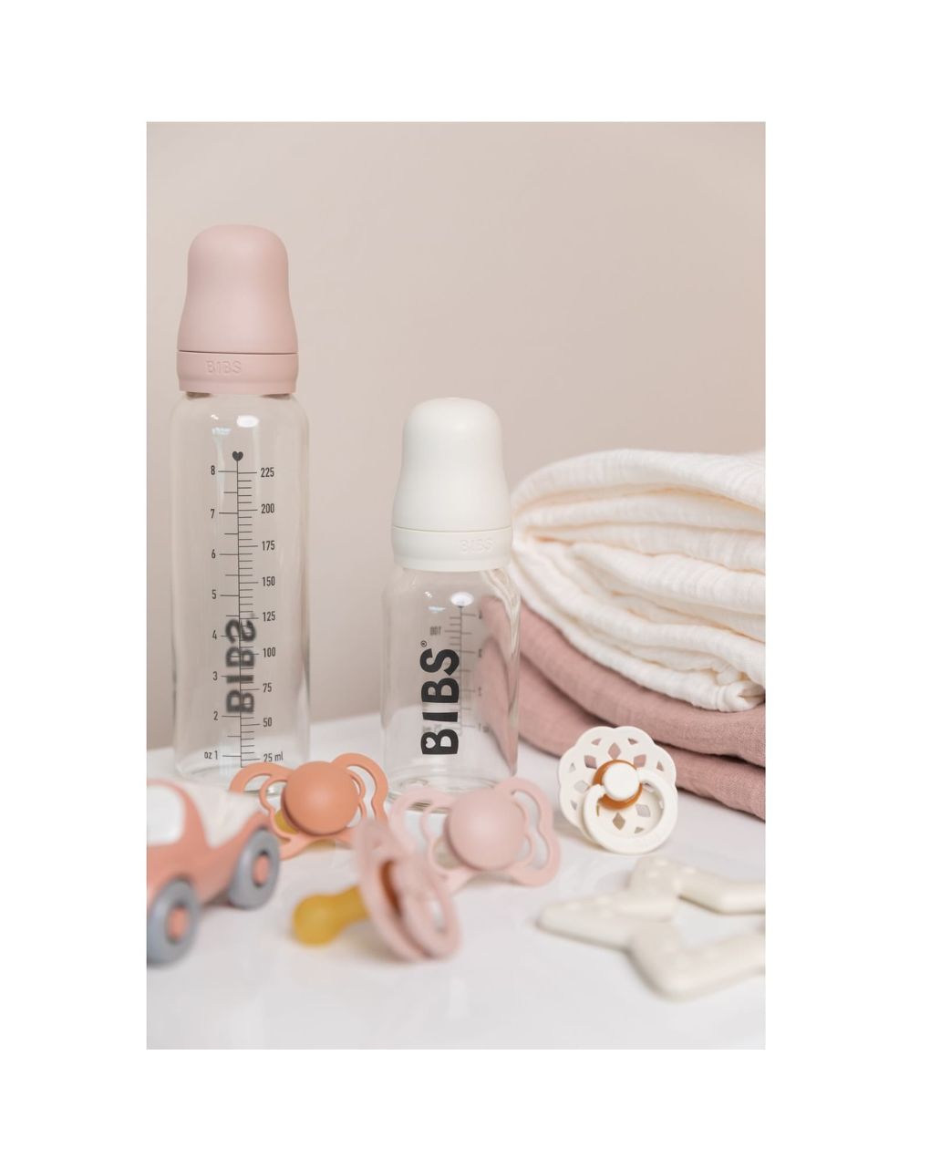 Bibs ολοκληρωμένο σετ γυάλινο μπιμπερό latex blush 225ml, 0m+ - BIBS