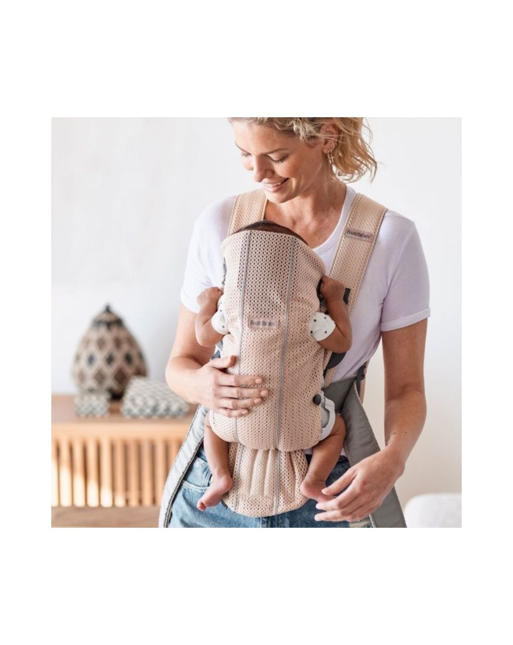 Babybjorn - μάρσιπος mini 3d mesh grey beige - Baby Bjorn