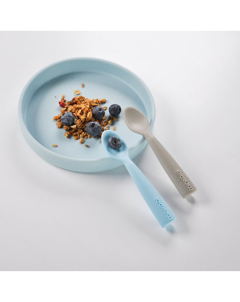 Minikoioi κουτάλια σιλικόνης scoopers 2τμχ 6m+ mineral blue/powder grey 0907-101140018 - MinikOiOi