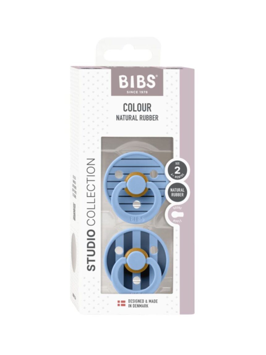 Bibs πιπίλα καουτσούκ σετ 2τμχ colour pin sky blue mix 6-12m - BIBS