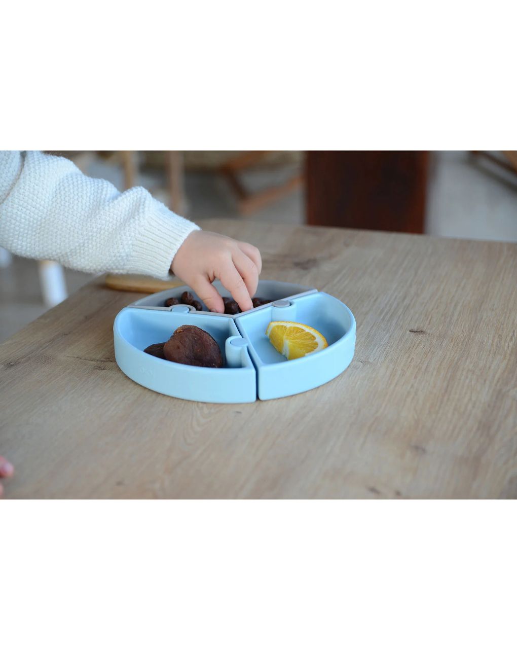 Minikoioi πιάτο puzzle σιλικόνης με αποσπώμενες θέσεις mineral blue/powder grey 0907-101050059 - MinikOiOi