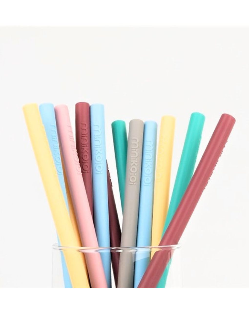 Minikoioi καλαμάκια σιλικόνης 3τμχ και βούρτσα καθαρισμού mineral blue 0909-101110017 - MinikOiOi