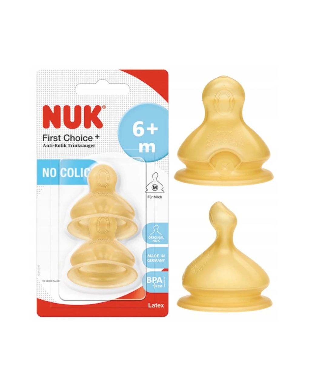 Nuk - first choice 2 θηλές latex μεσαίας οπής 6-18m, 10713242