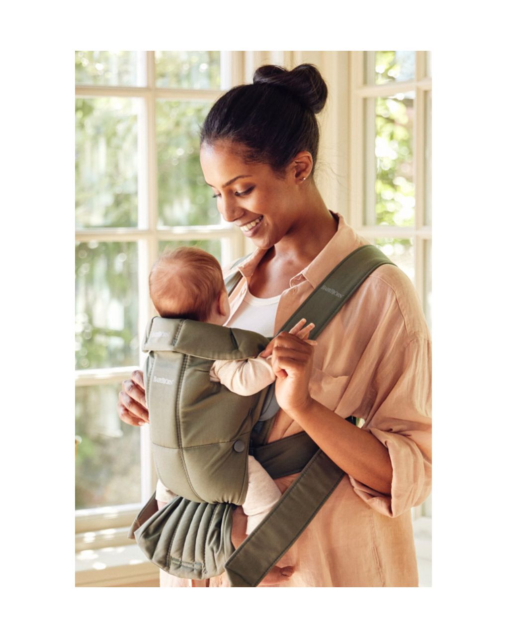 Babybjorn - μάρσιπος mini woven, dark green - Baby Bjorn