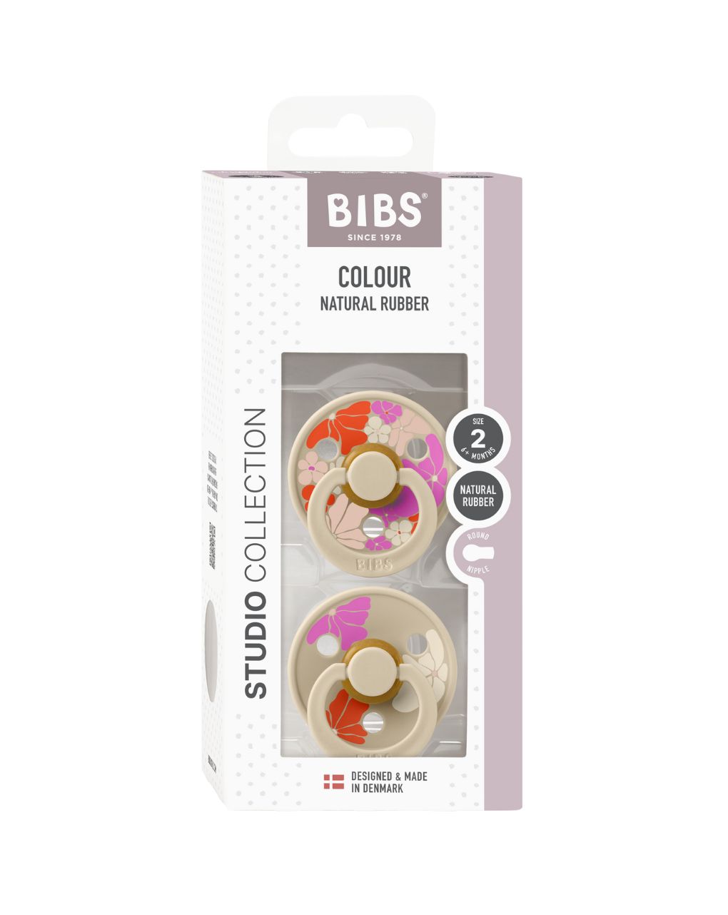 Bibs - πιπίλα καουτσούκ σετ 2τμχ studio colour morning bloom vanilla mix, 6-12m - BIBS