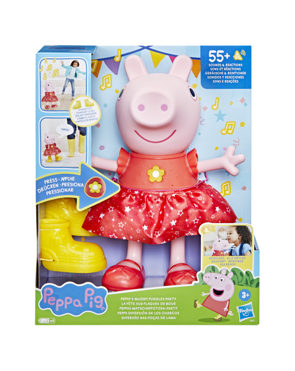 Peppa pig κούκλα peppas muddy puddles party, f8873 - Peppa Pig