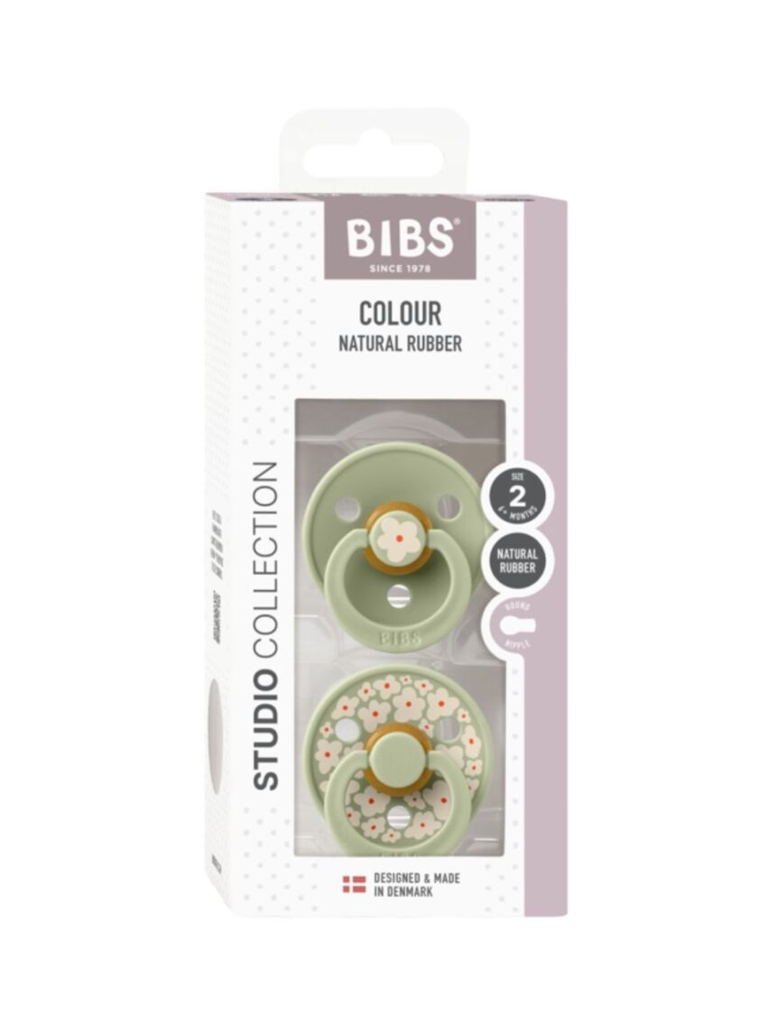 Bibs - πιπίλα καουτσούκ σετ 2τμχ studio colour jasmine sage mix, 6-12m - BIBS