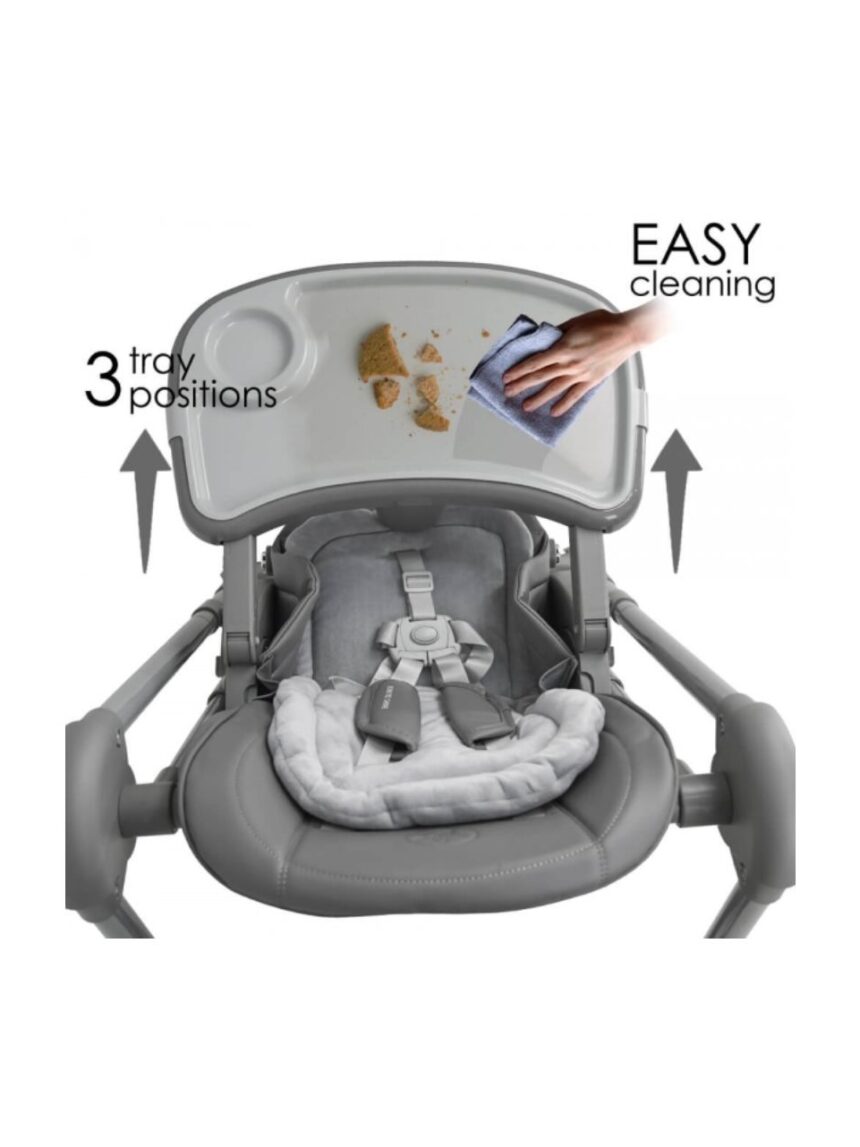 Bebe stars καρέκλα φαγητού-κούνια nuovo 2σε1 grey 6m+ 867-186 - Bebe Stars