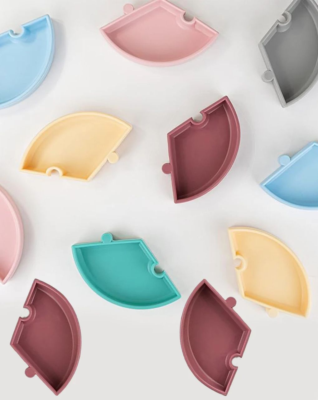 Minikoioi πιάτο puzzle σιλικόνης με αποσπώμενες θέσεις mineral blue/powder grey 0907-101390002 - MinikOiOi