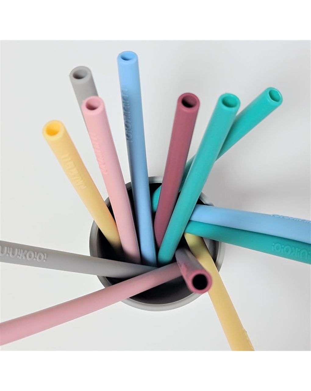 Minikoioi καλαμάκια σιλικόνης 3τμχ και βούρτσα καθαρισμού mineral blue 0909-101110017 - MinikOiOi