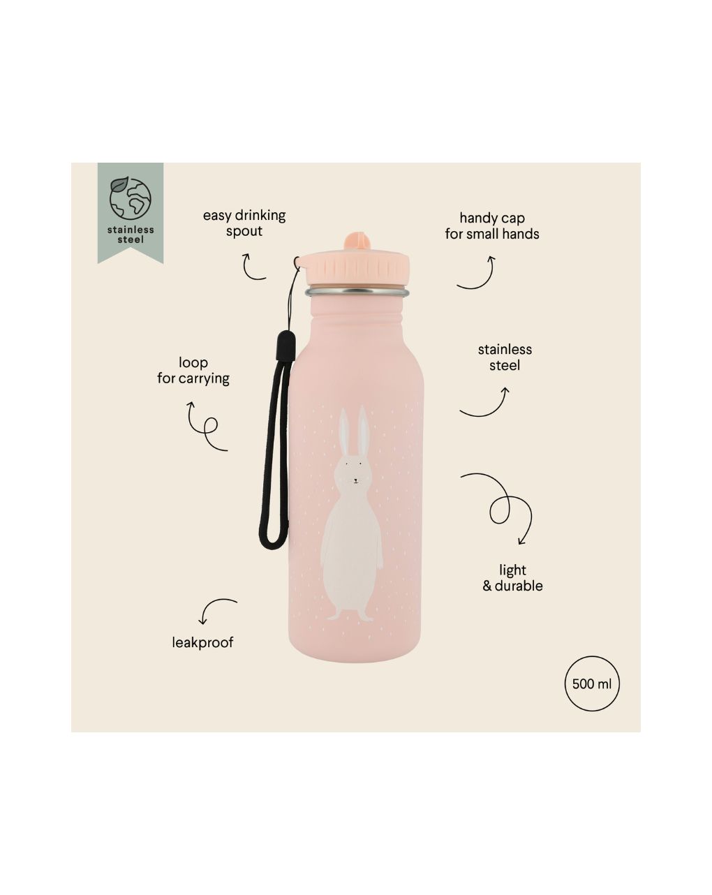 Trixie παγούρι με στόμιο 500ml mrs. rabbit - TRIXIE