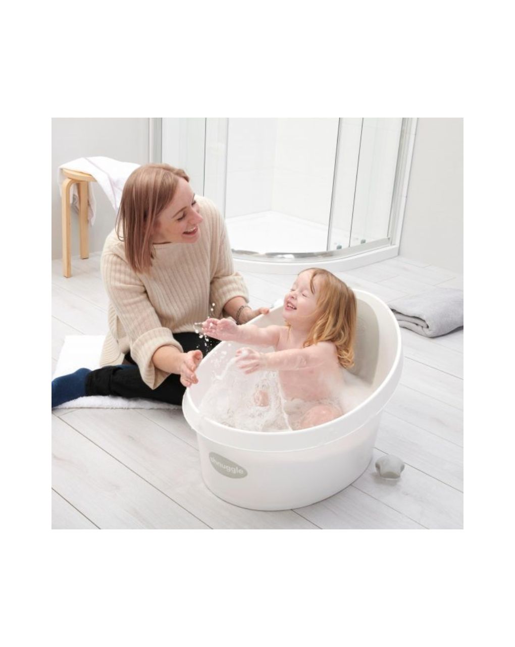 Shnuggle toddler bath λευκό γκρί ανοιχτό με τάπα - SHNUGGLE