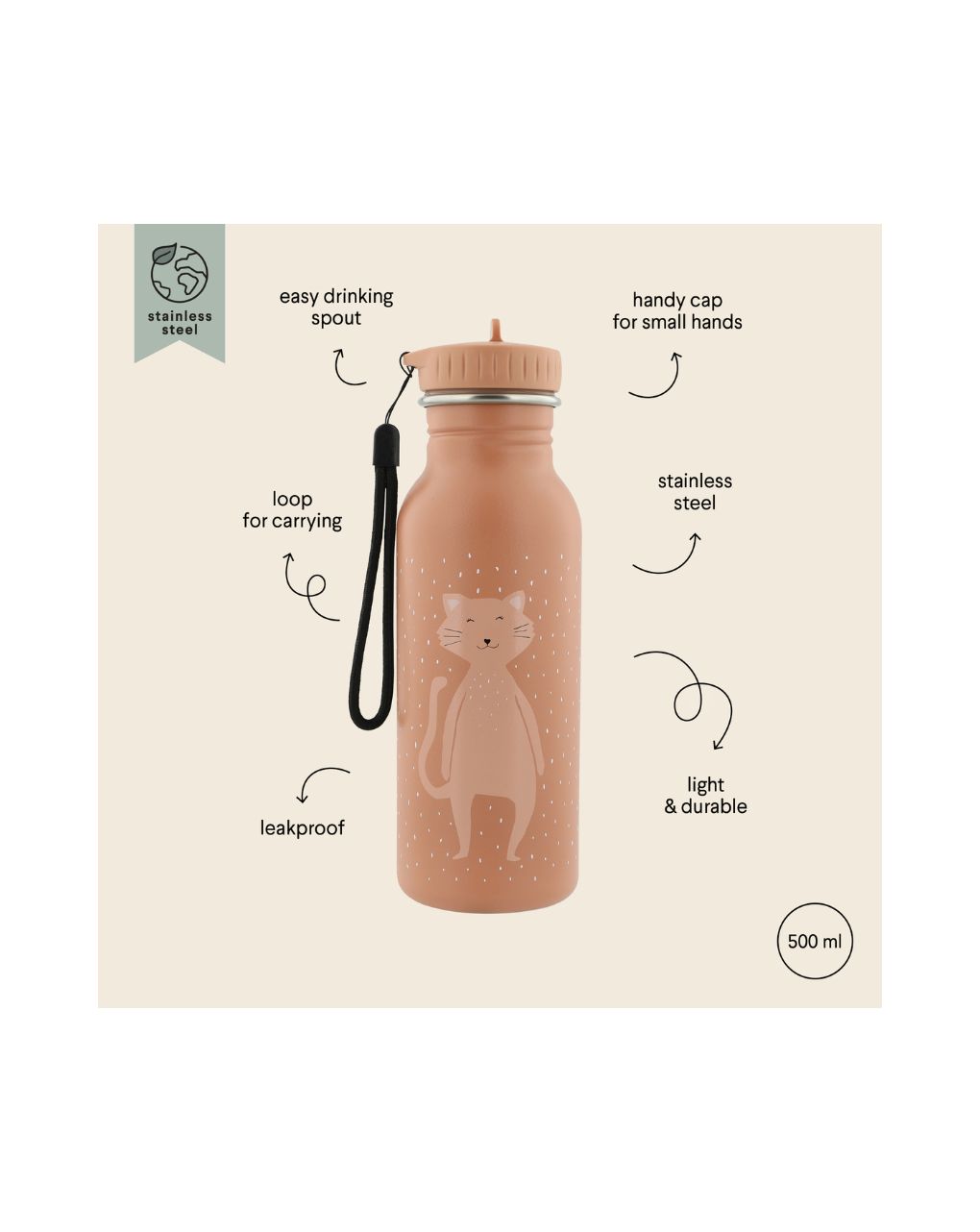 Trixie παγούρι με στόμιο 500ml mrs. cat - TRIXIE