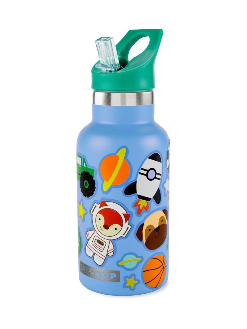 Skip hop stainless steel μπουκάλι θερμός με αυτοκόλλητα 380ml blue 29-2903040-01 - SKIP HOP