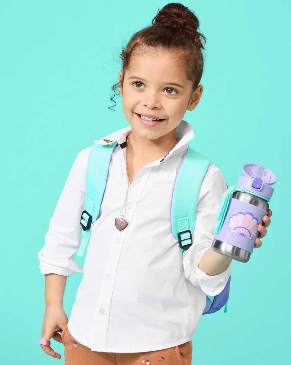 Skip hop sparkle style stainless steel παγούρι με καλαμάκι 350ml seashell 29-2903037-07 - SKIP HOP