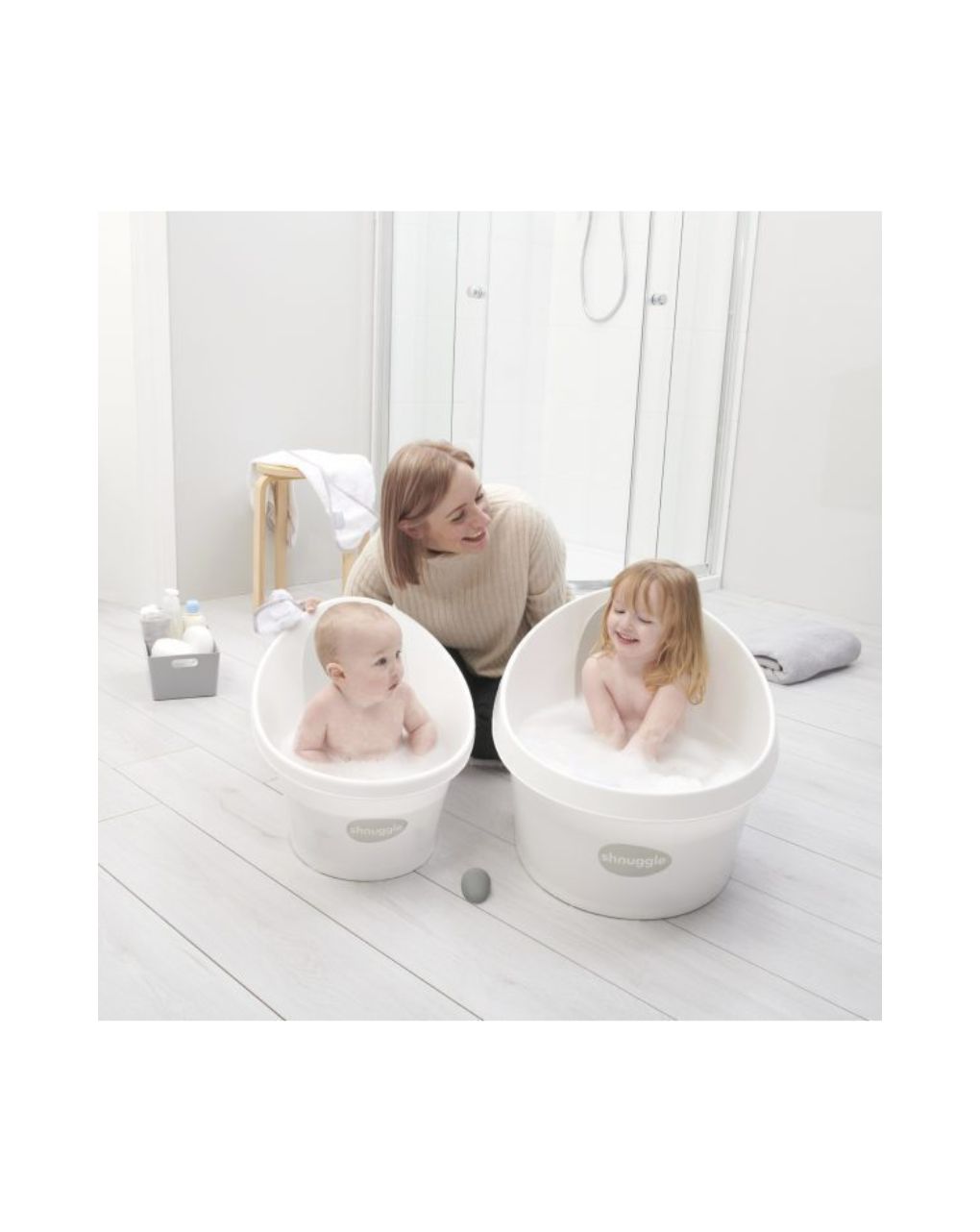 Shnuggle toddler bath λευκό γκρί ανοιχτό με τάπα - SHNUGGLE