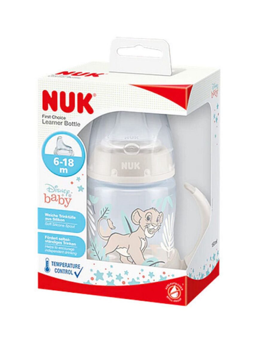 Nuk disney the lion king first choice μπιμπερό εκπαίδευσης με 2 λαβες και δείκτη ελέγχου θερμοκρασίας (6-18m), 150ml - Nuk