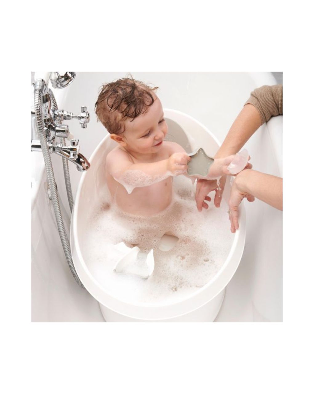 Shnuggle toddler bath λευκό γκρί ανοιχτό με τάπα - SHNUGGLE