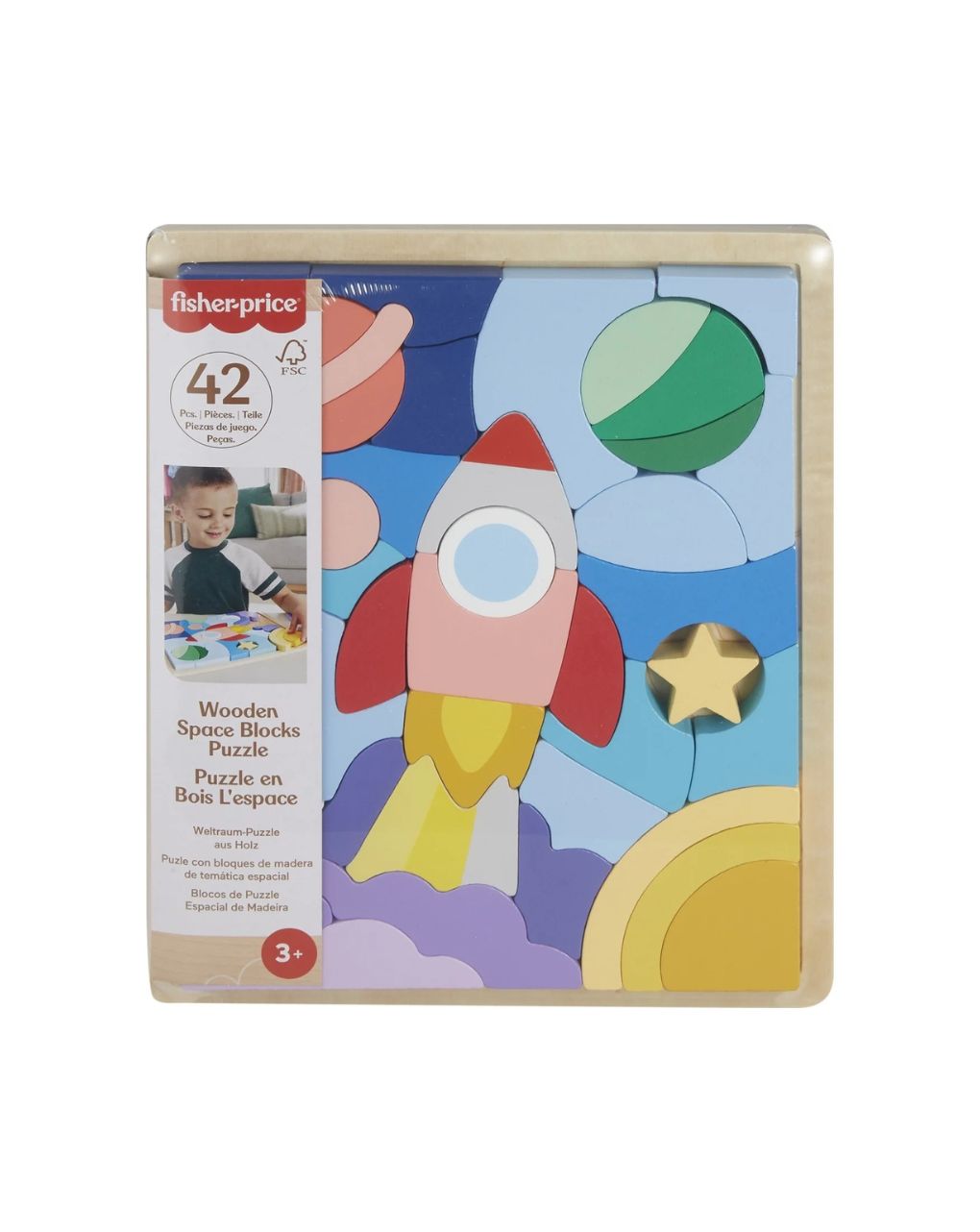 Mattel fisher-price ξύλινο παζλ 42 τεμάχια διάστημα, hxy42 - Fisher-Price