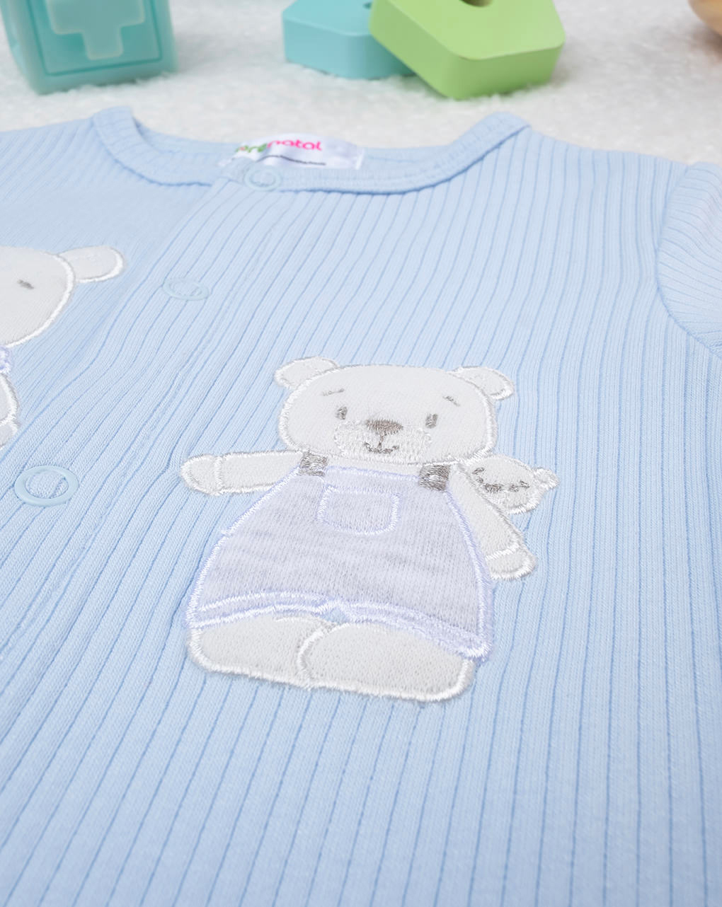 βρεφικό φορμάκι γαλάζιο ριμπ teddy για αγόρι - Prénatal