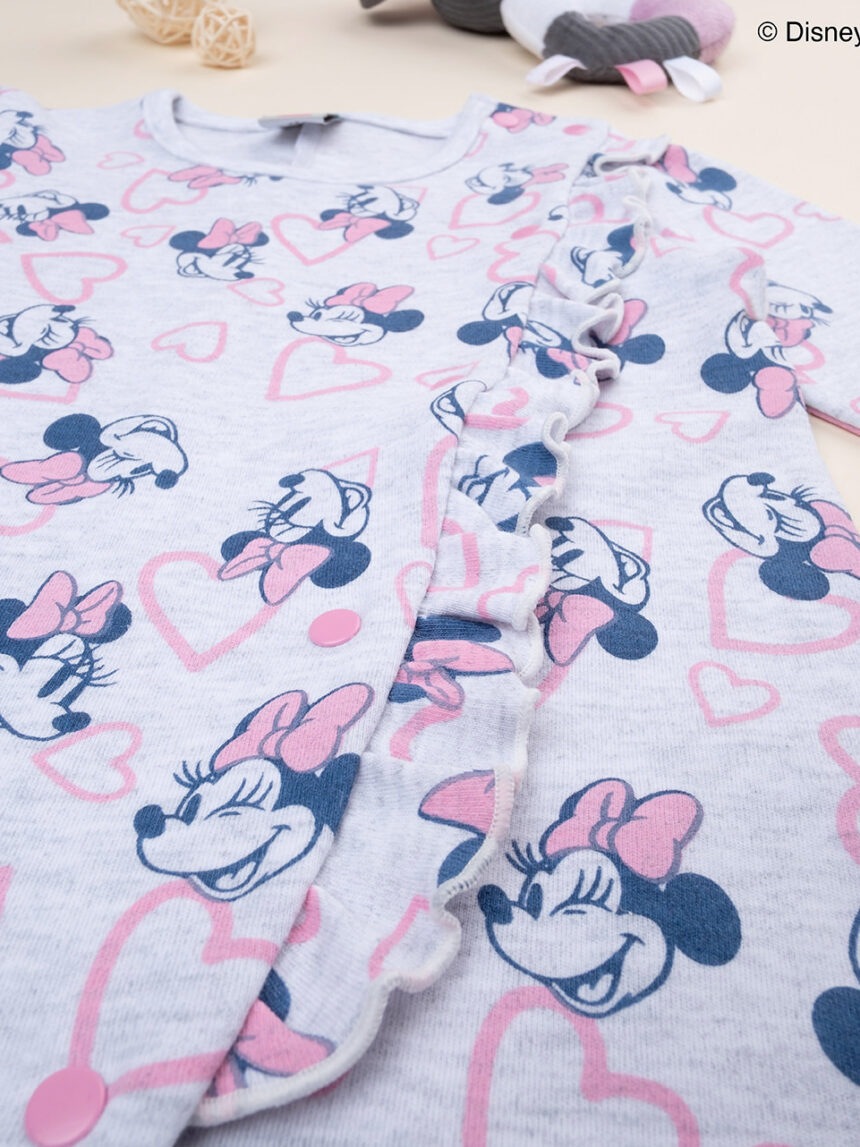 βρεφική ολόσωμη πιτζάμα γκρι minnie για κορίτσι - Prénatal