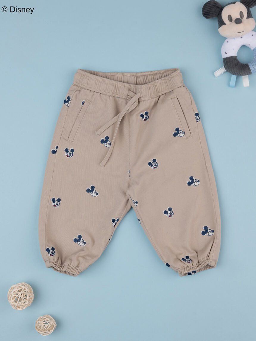 βρεφικό παντελόνι twill μπεζ mickey για αγόρι - Prénatal