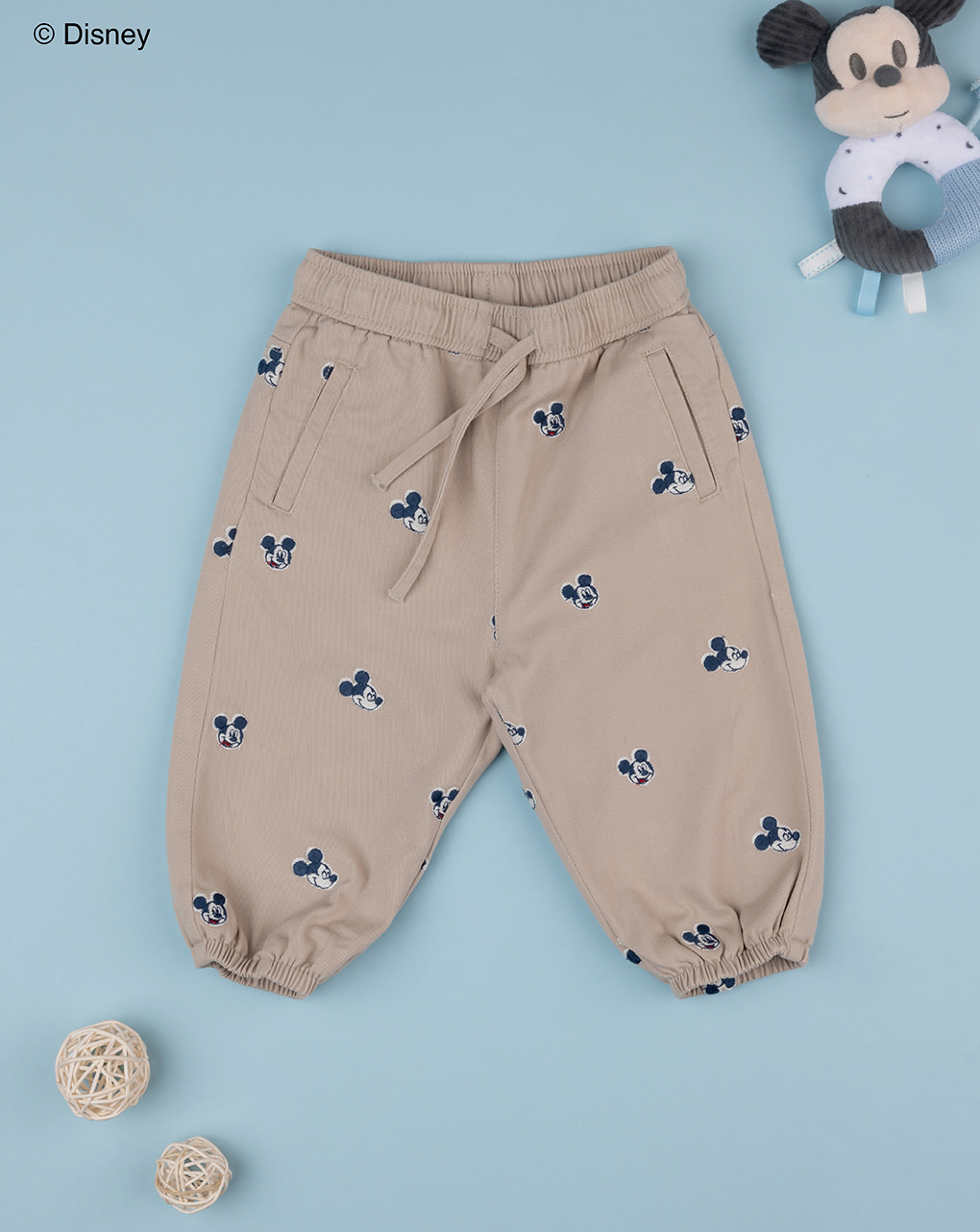 βρεφικό παντελόνι twill μπεζ mickey για αγόρι - Prénatal