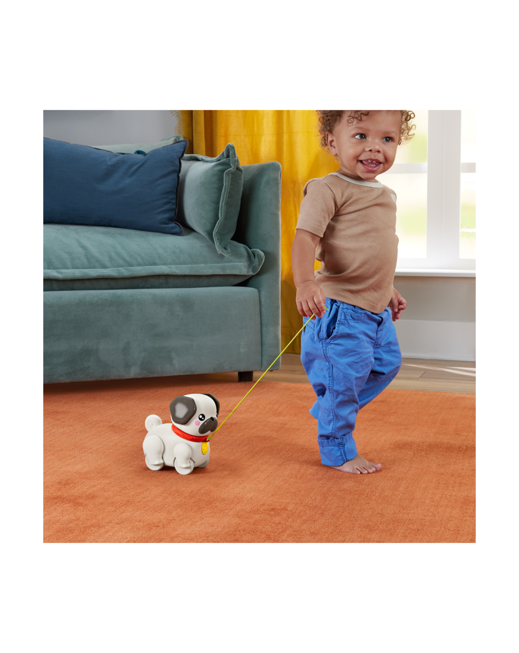 Mattel fisher-price συρρόμενο σκυλάκι pug παιχνίδι με σχοινάκι για τράβηγμα htw94 - Fisher-Price