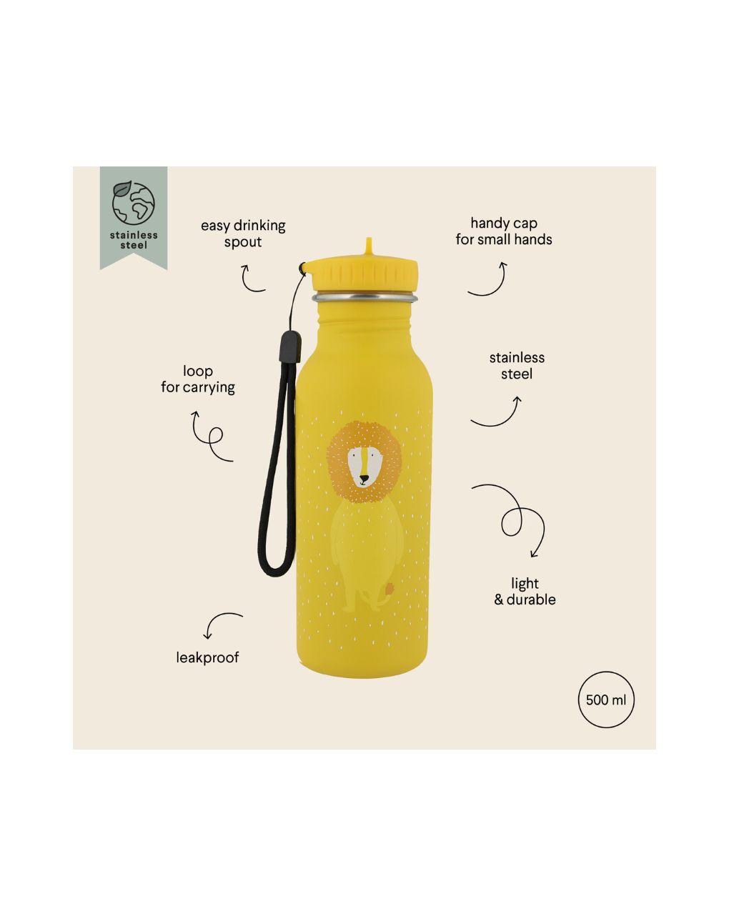 Trixie παγούρι με στόμιο 500ml mr. lion - TRIXIE