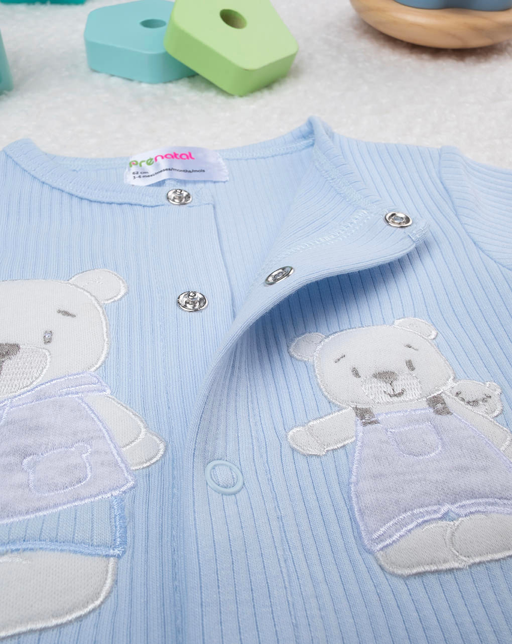 βρεφικό φορμάκι γαλάζιο ριμπ teddy για αγόρι - Prénatal