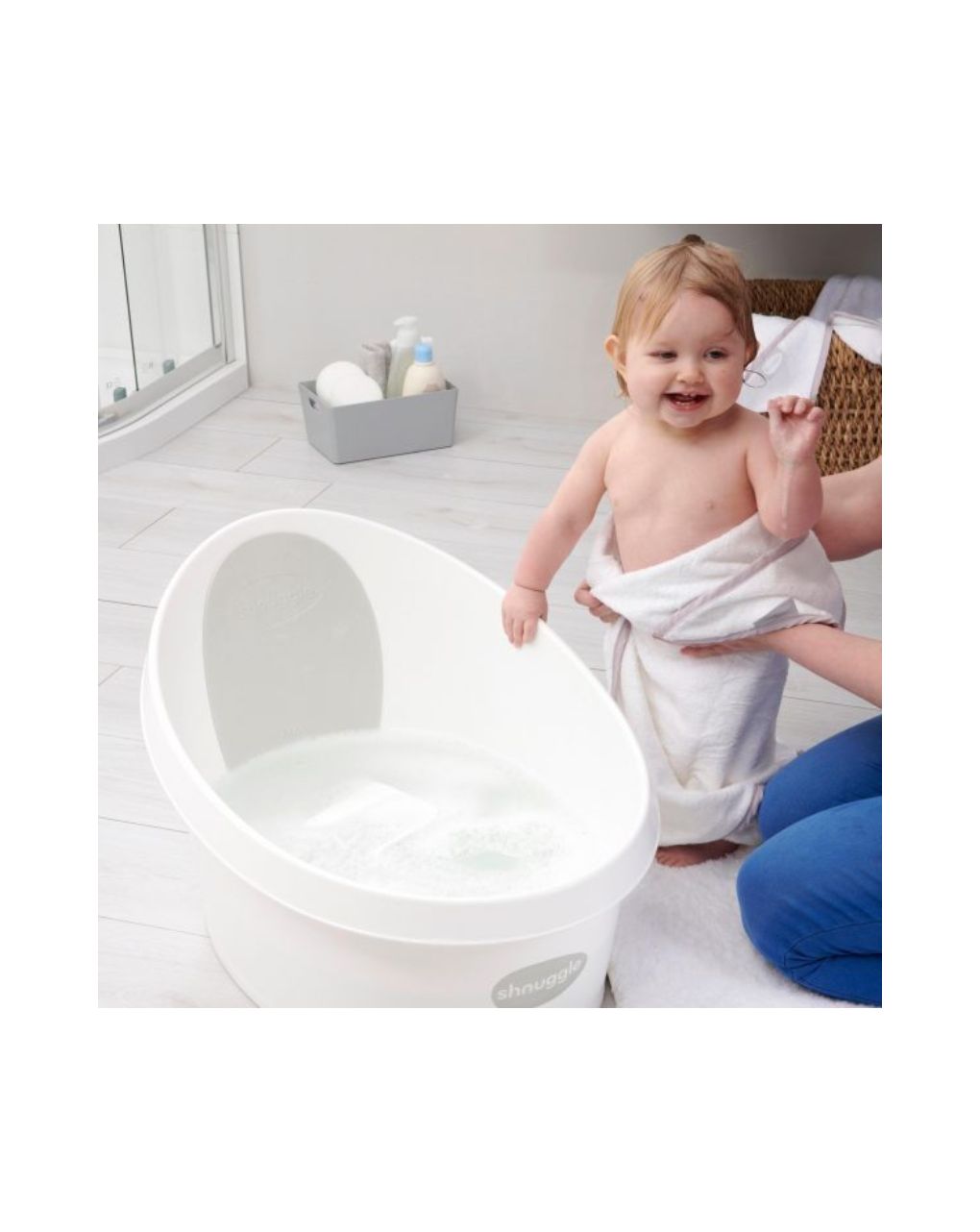 Shnuggle toddler bath λευκό γκρί ανοιχτό με τάπα - SHNUGGLE