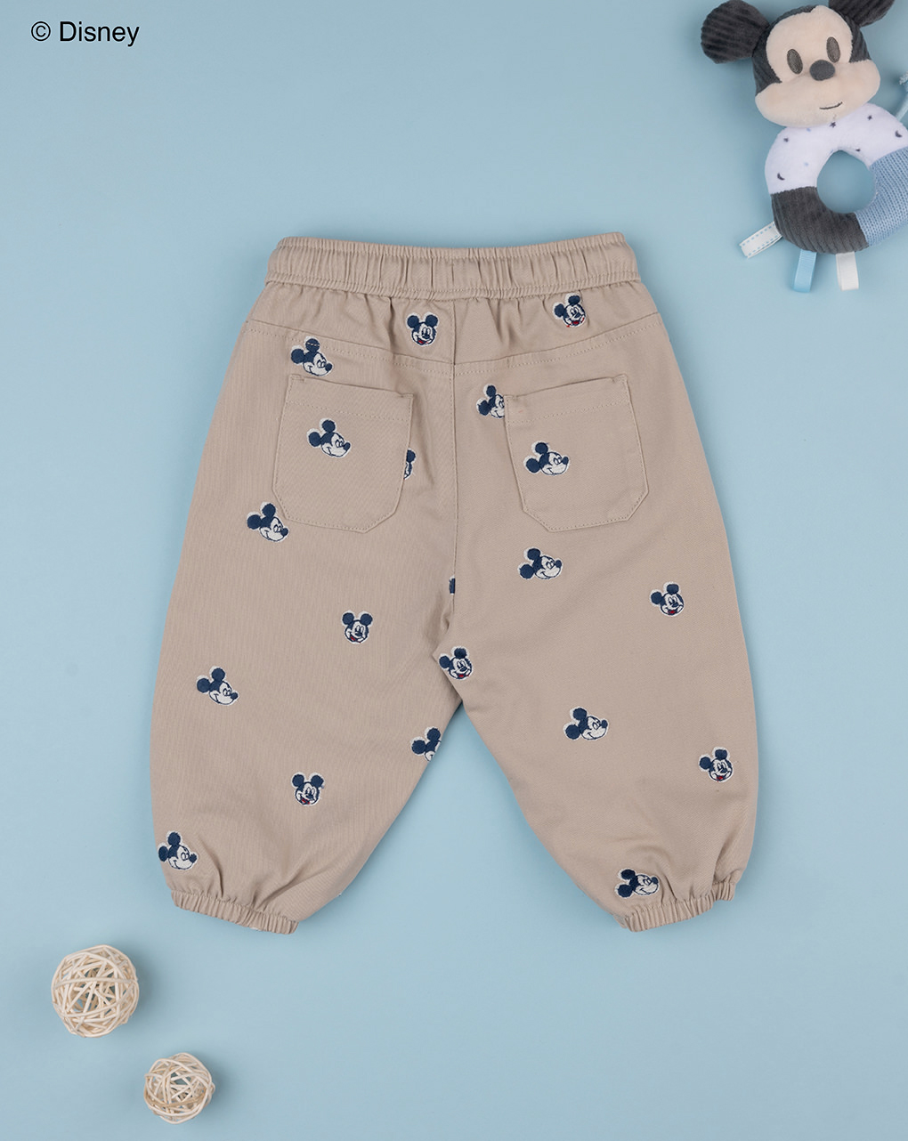 βρεφικό παντελόνι twill μπεζ mickey για αγόρι - Prénatal