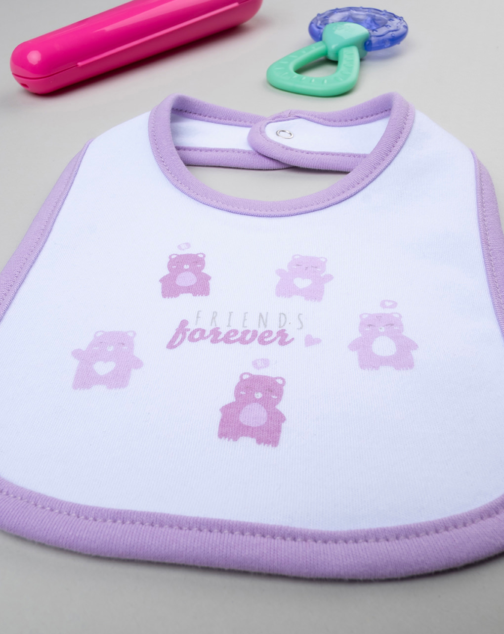 βρεφική σαλιάρα λευκή με αρκουδάκια για κορίτσι - Prénatal