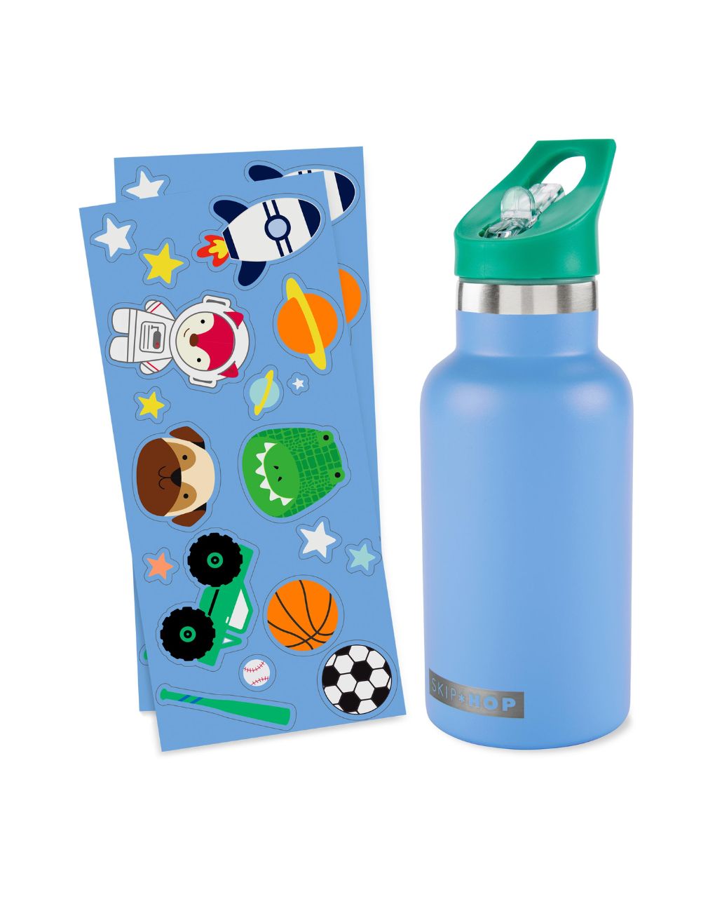 Skip hop stainless steel μπουκάλι θερμός με αυτοκόλλητα 380ml blue 29-2903040-01 - SKIP HOP