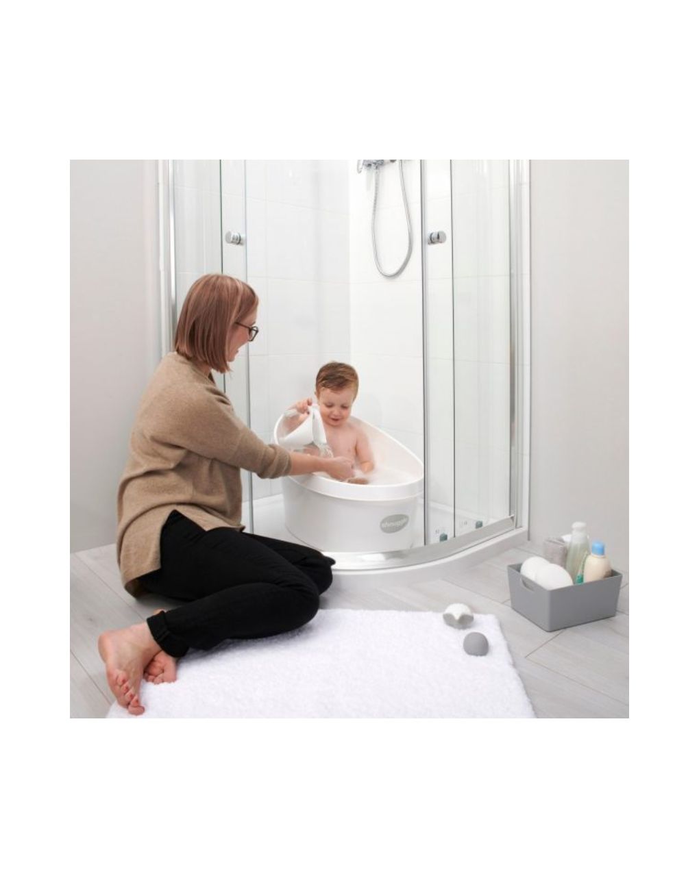 Shnuggle toddler bath λευκό γκρί ανοιχτό με τάπα - SHNUGGLE