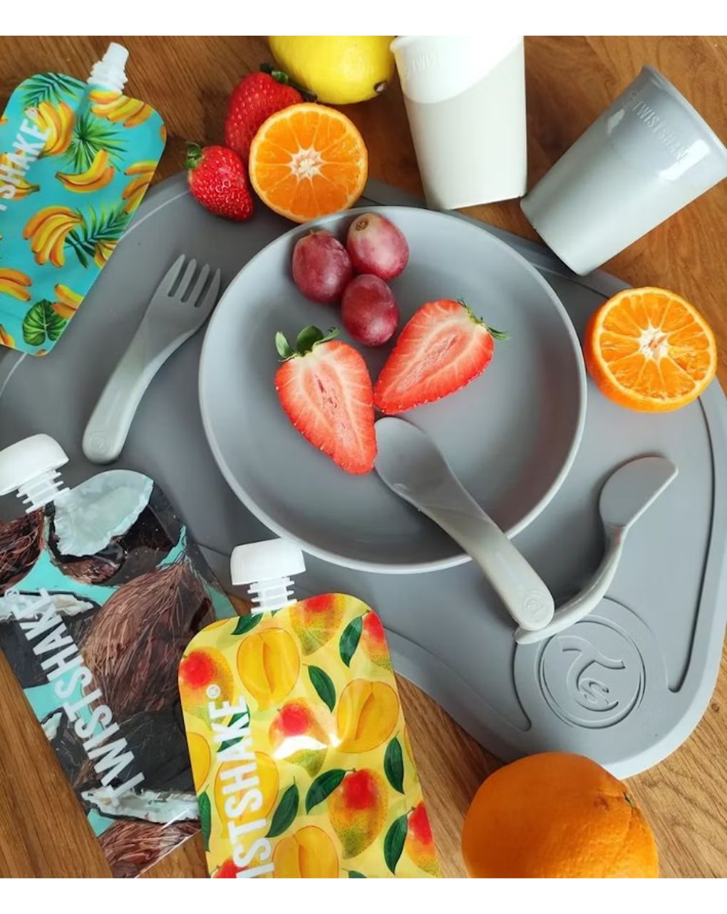 Twistshake σετ κουτάλι, μαχαίρι, πιρούνι 6m+ γκρι 32-08-78204 - Twistshake