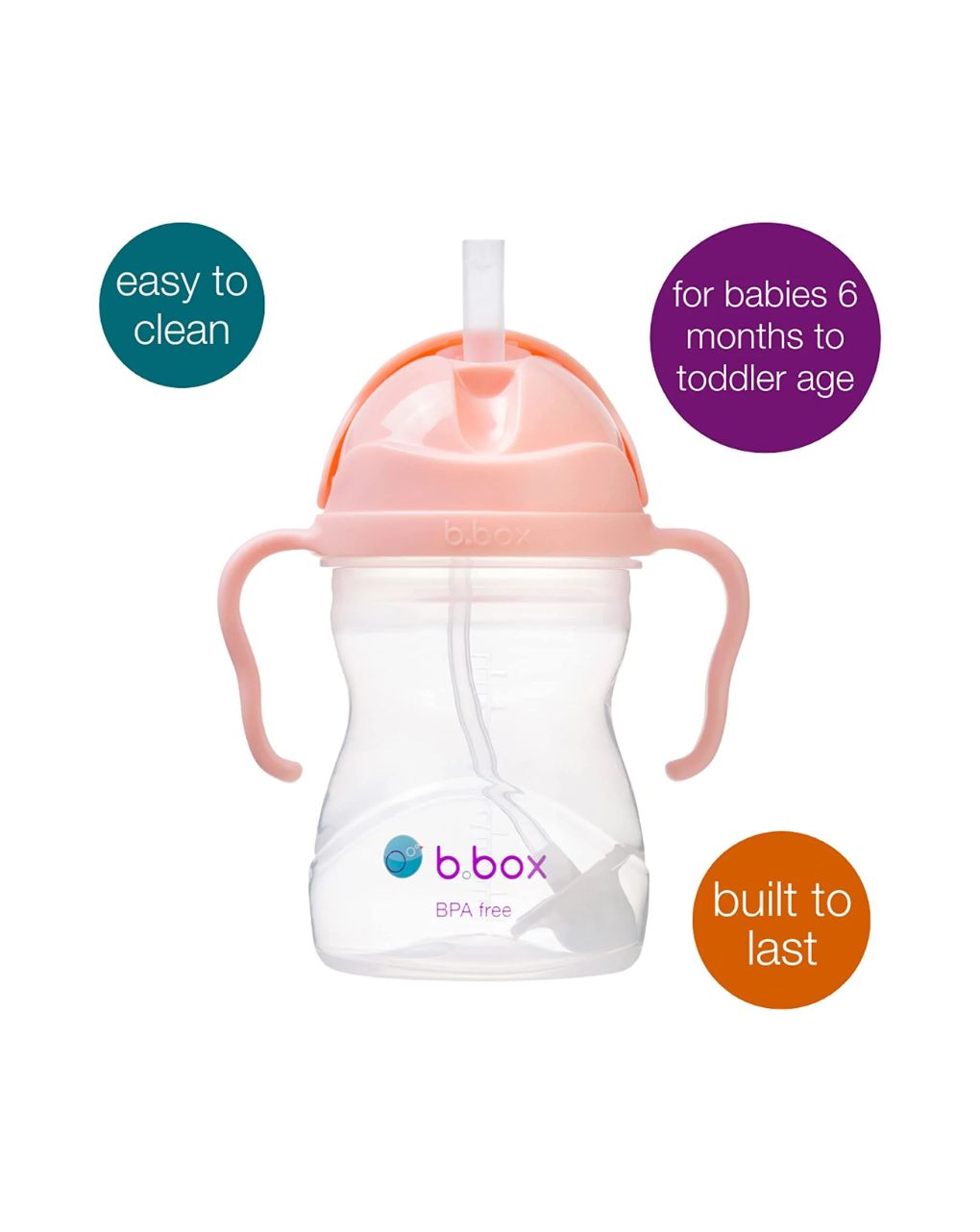 B.box εκπαιδευτικό ποτηράκι με καλαμάκι 6m+ sippy cup tutti frutti 240ml, bb521 - BBOX