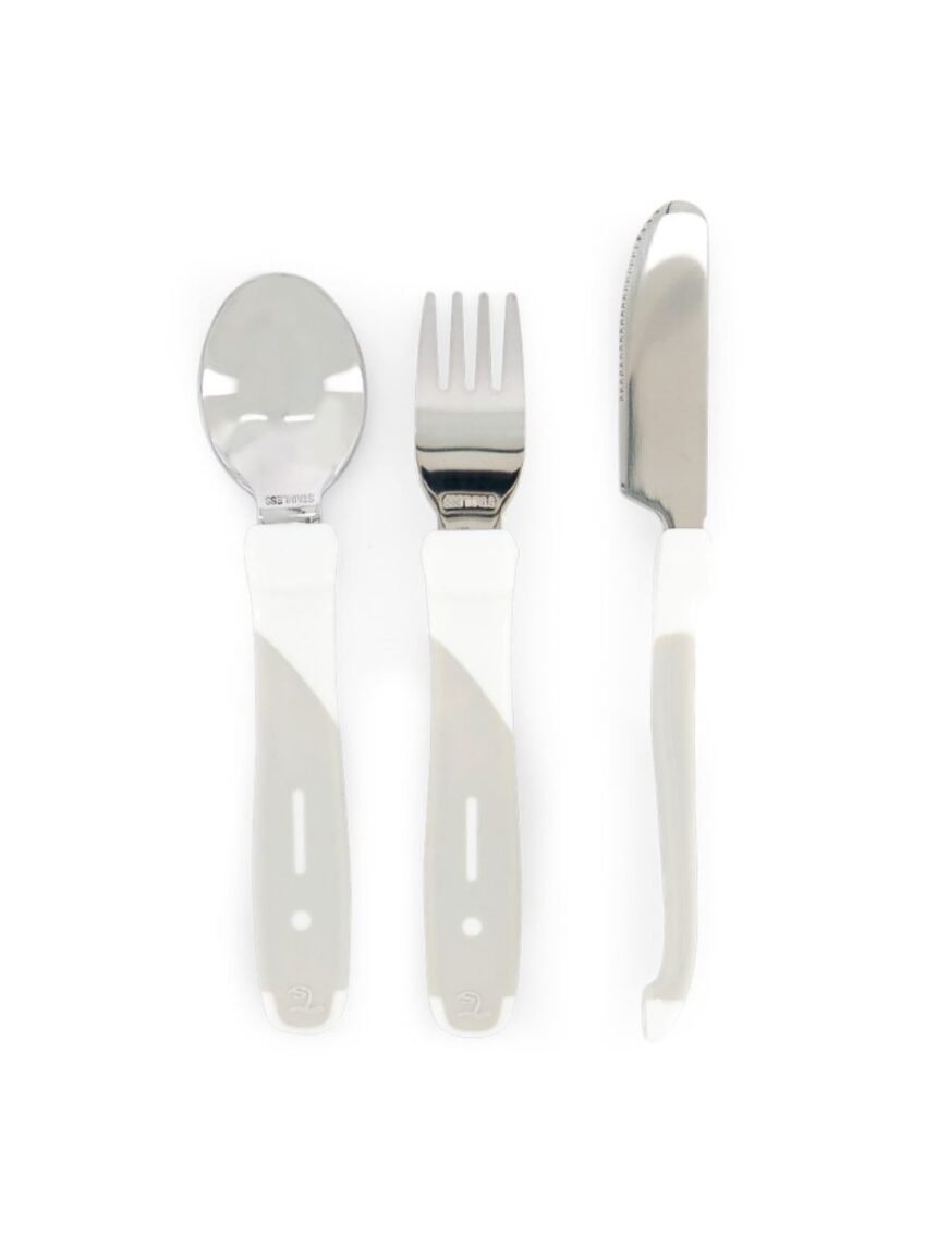 Twistshake ανοξείδωτο σετ κουτάλι, μαχαίρι, πιρούνι 12m+ λευκό 32-08-78217 - Twistshake