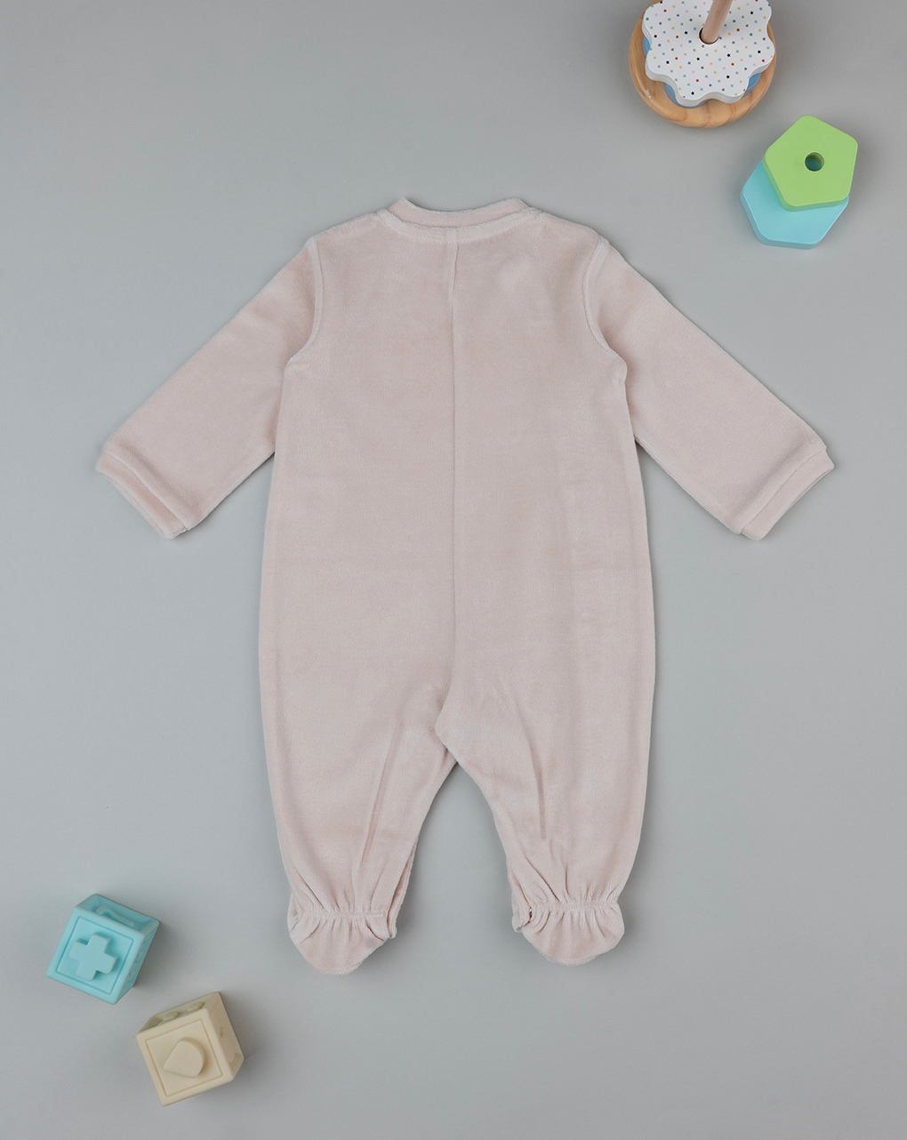 βρεφικό φορμάκι σενίλ μπεζ baby smile unisex - Prénatal