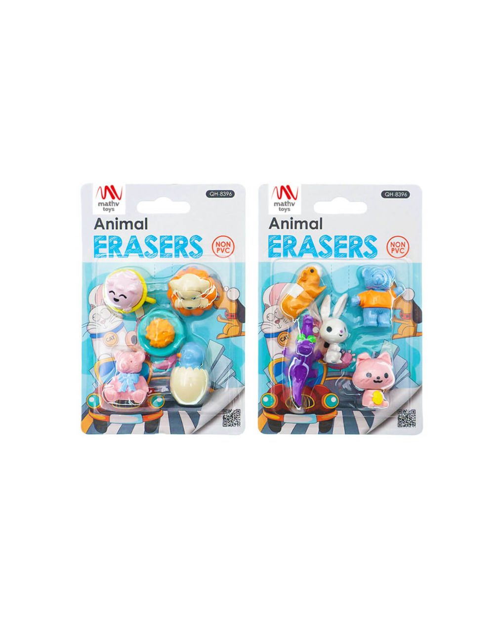 σετ γόμες fancy eraser set: animals σε 2 σχέδια - LITTLE TREE