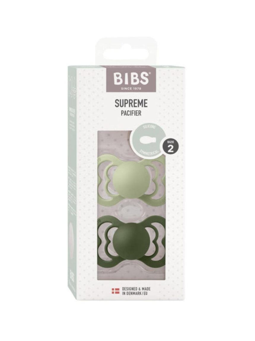 Bibs supreme πιπίλες σιλικόνης 2τμχ 6m+ sage/huntergreen - BIBS