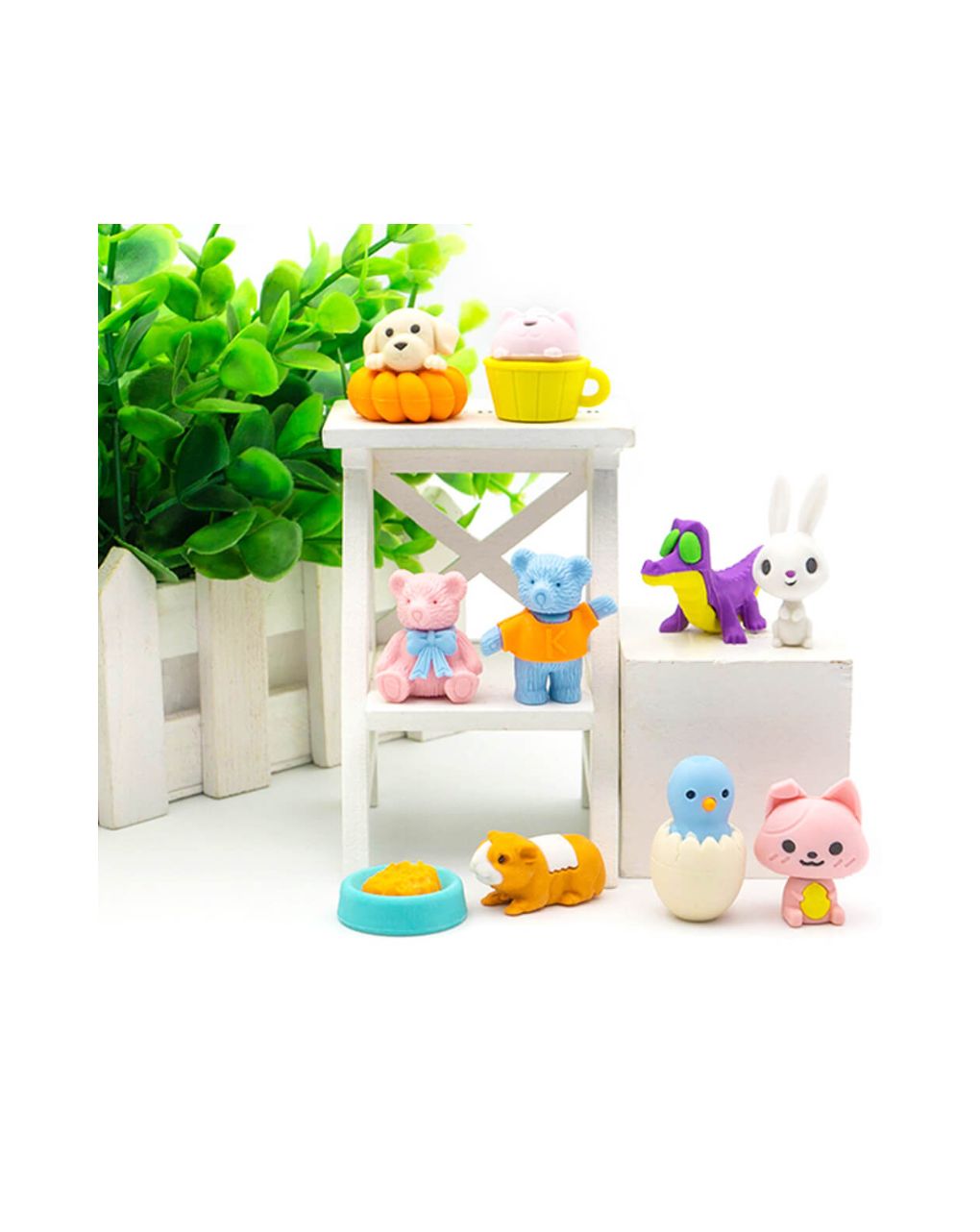 σετ γόμες fancy eraser set: animals σε 2 σχέδια - LITTLE TREE