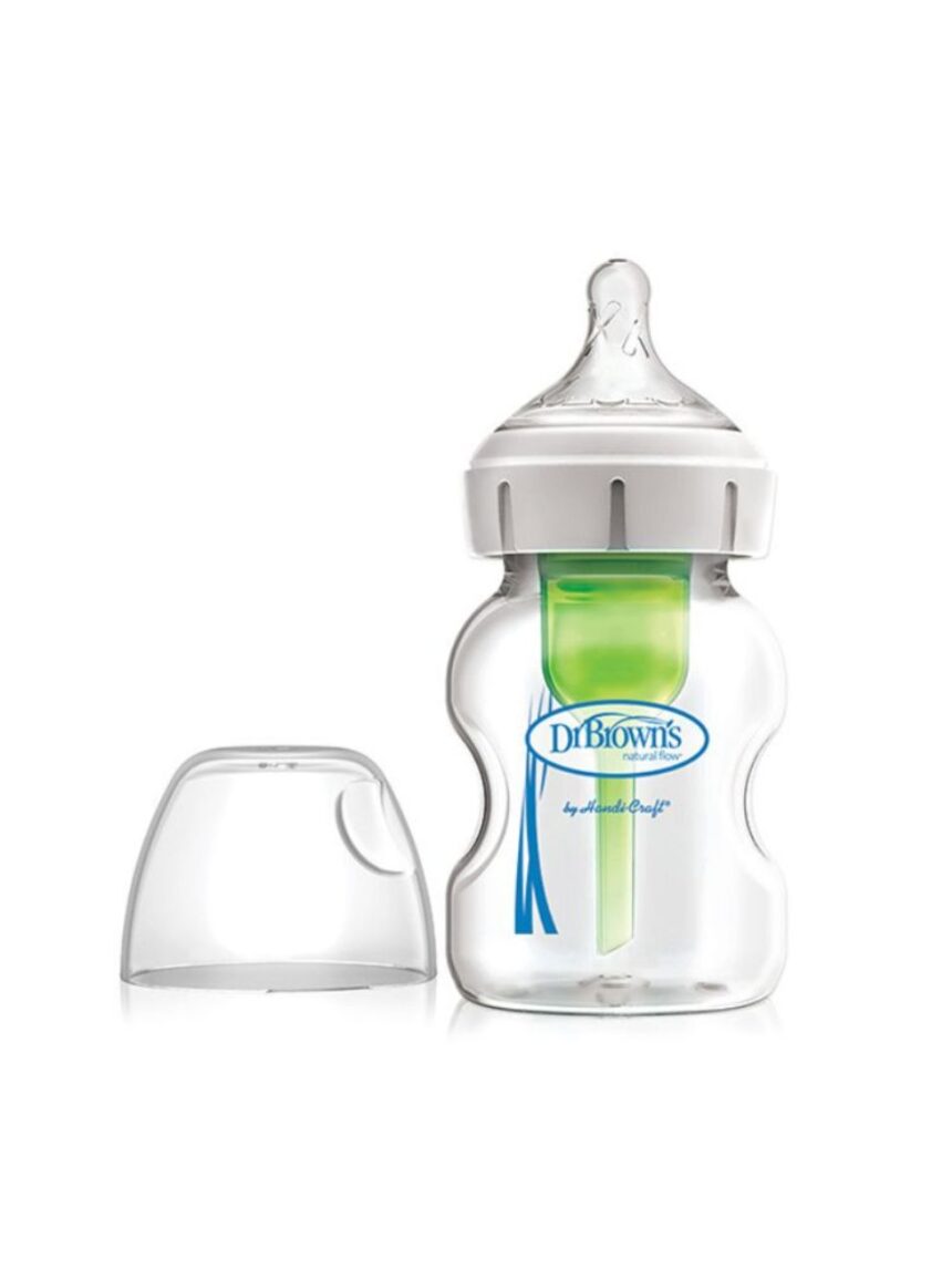 Dr. brown's options+ γυάλινο μπιμπερό με φαρδύ λαιμό & θηλή σιλικόνης 150ml wb51730 - Dr Browns