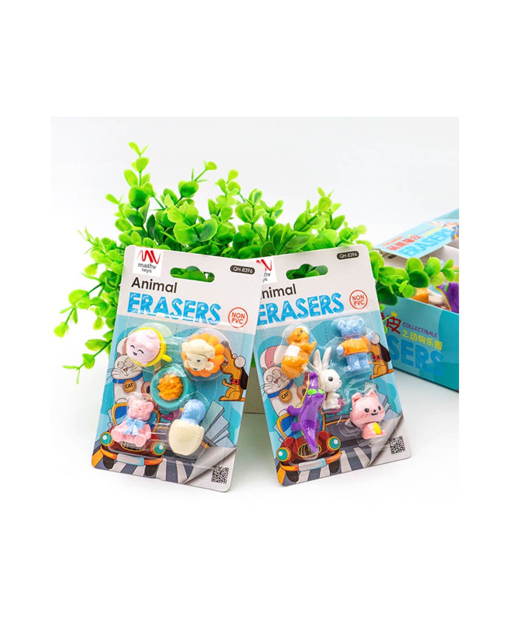 σετ γόμες fancy eraser set: animals σε 2 σχέδια - LITTLE TREE