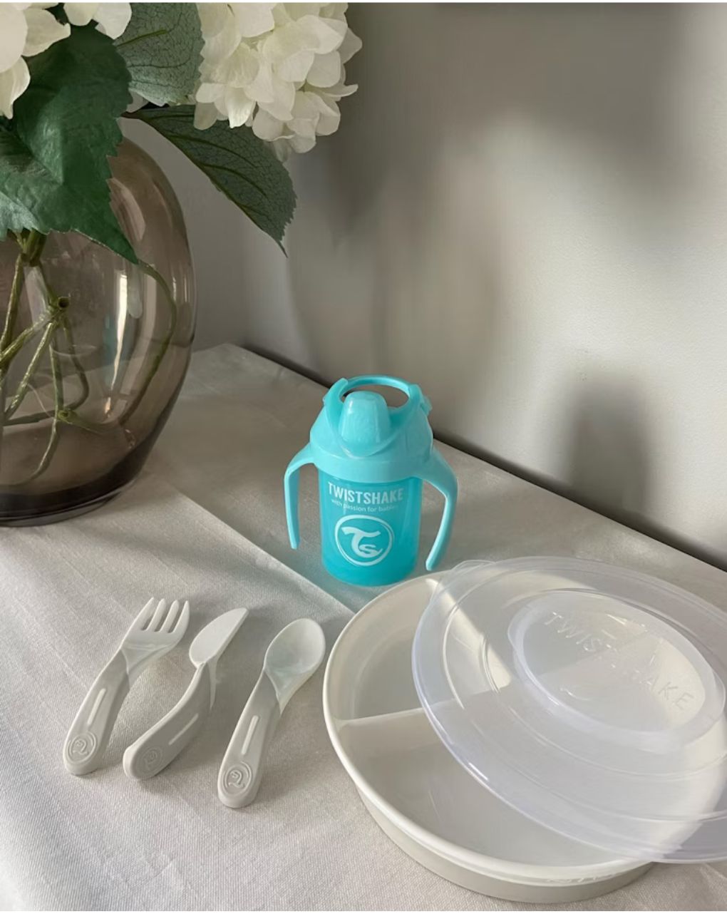 Twistshake σετ κουτάλι, μαχαίρι, πιρούνι 6m+ λευκό 32-08-78207 - Twistshake