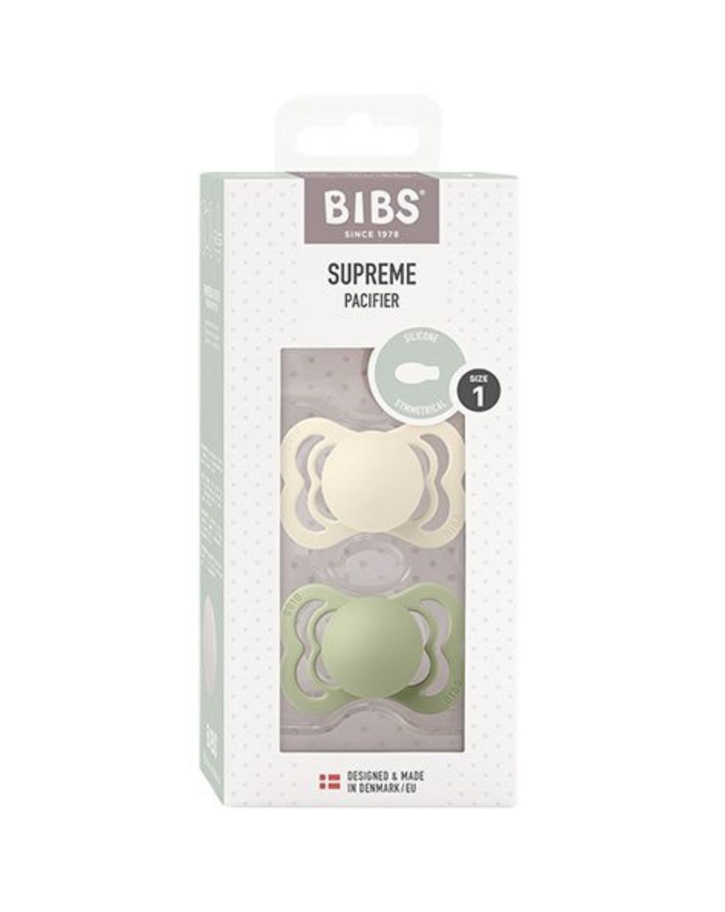 Bibs supreme πιπίλες σιλικόνης 2τμχ 0-6m ivory/sage - BIBS