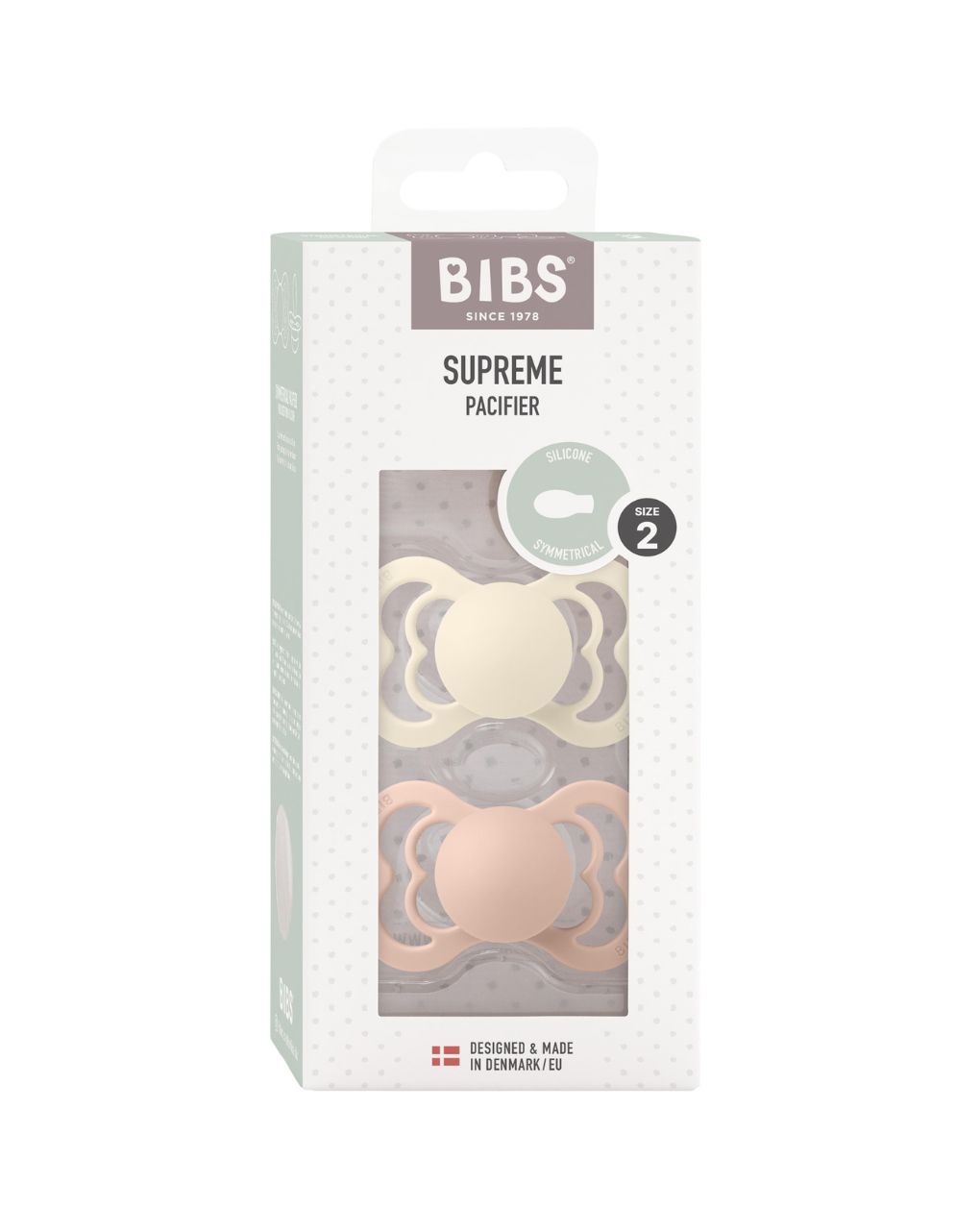 Bibs supreme πιπίλες σιλικόνης 2τμχ 6m+ ivory/blush - BIBS