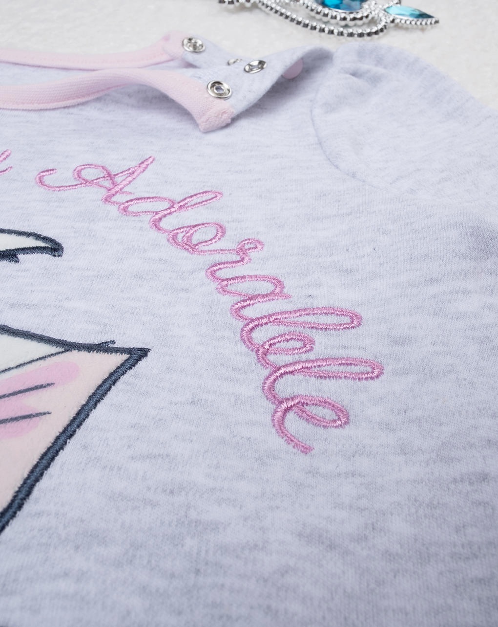 βρεφική πιτζάμα γκρι/ροζ με τη marie για κορίτσι - Prénatal