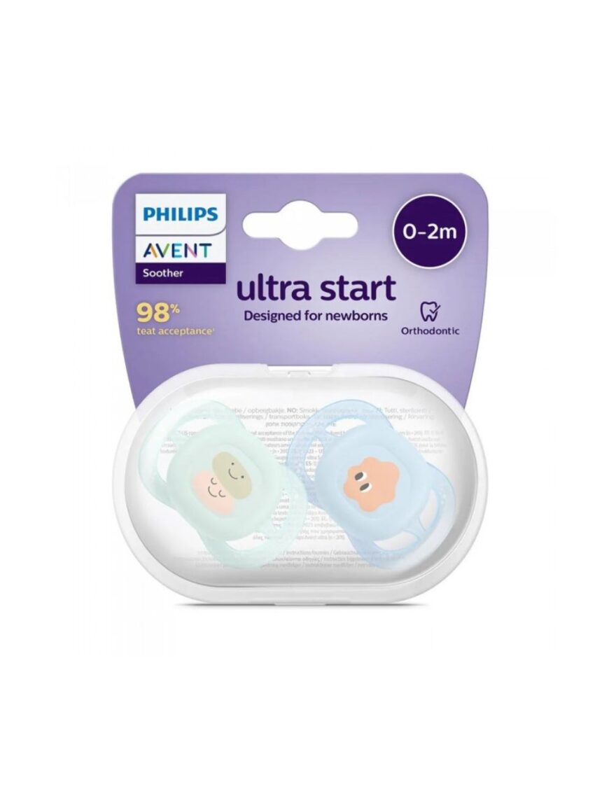 Philips avent πιπίλα ultra start, 0-2 μηνών πράσινο/μπλε με σχέδιο - Philips Avent