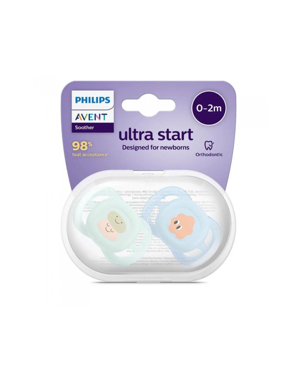 Philips avent πιπίλα ultra start, 0-2 μηνών πράσινο/μπλε με σχέδιο - Philips Avent